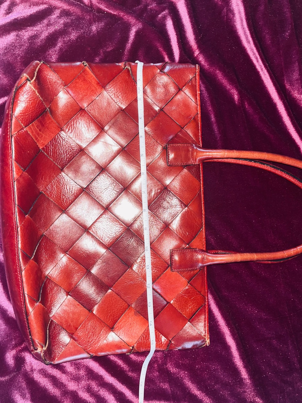 Wilsons Italian Leather Red Woven Purse - Picture 4 of 8